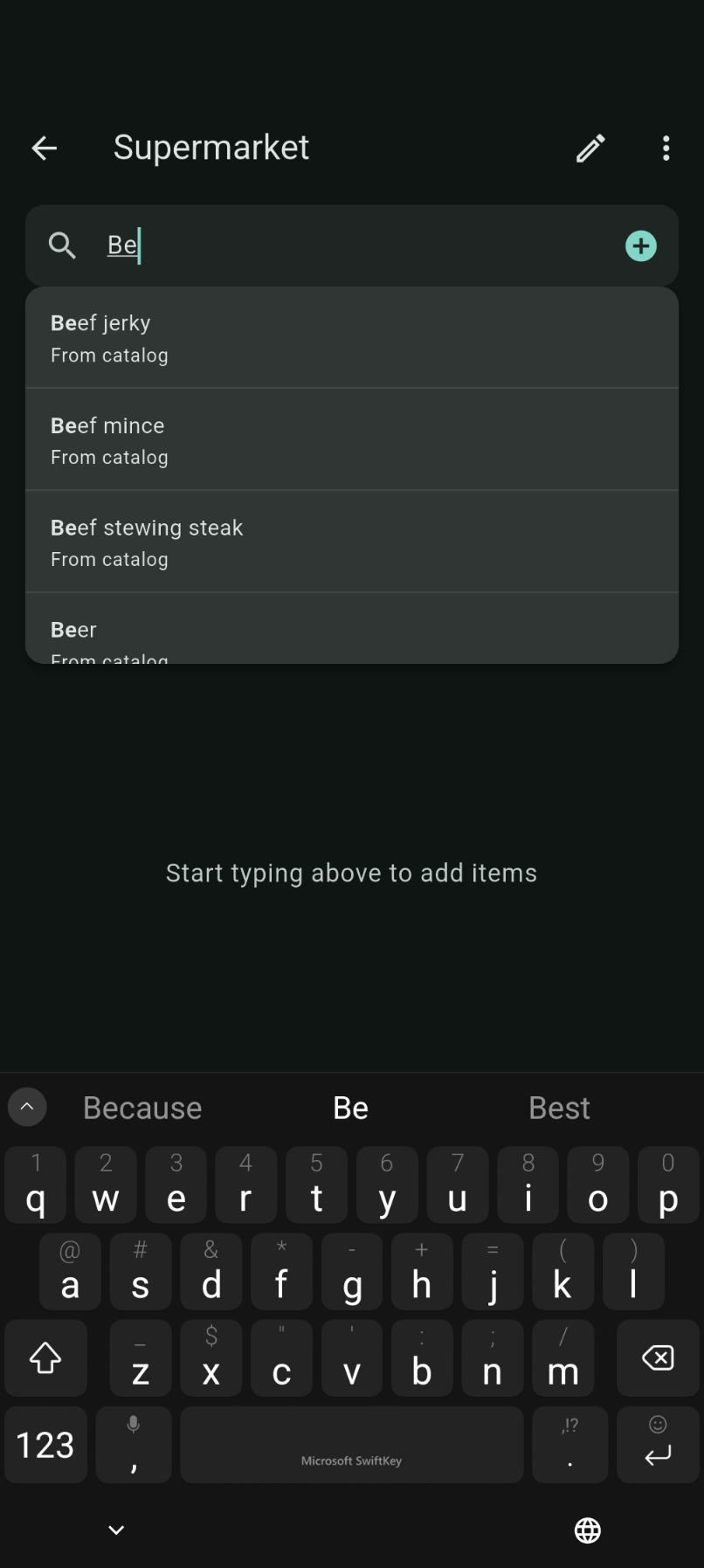 Catalog autocomplete while typing
